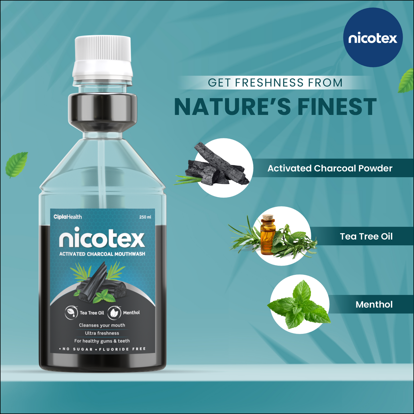 Nicotex Activated Charcoal Mouthwash - 250ml